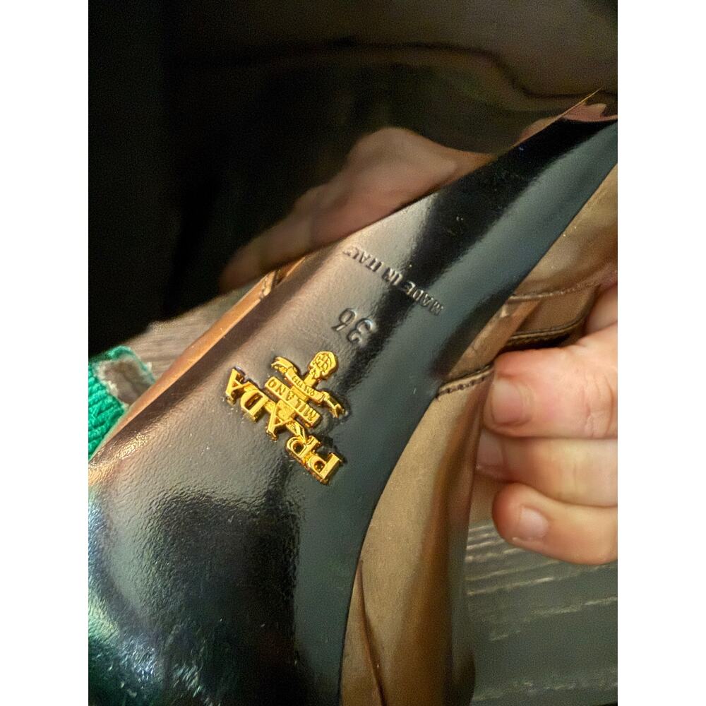 Prada Metallic Bronze Leather Slingback Pumps Sz. 36 (COA) - Picture 8 of 9